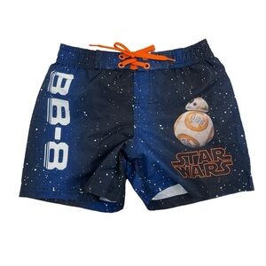 H&M Star Wars BB8 Droid Swim Trunks Mesh Lined Tie Galaxy Swimwear Bottom 4-6Y
